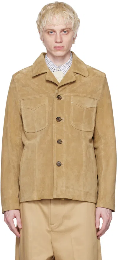 Nili Lotan Gavyn Suede Jacket In Beige