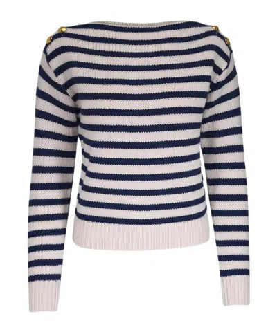 Nili Lotan Tandy Striped Button Sweater In Blue