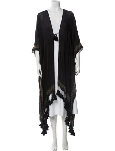 Pre-owned Nili Lotan Tassel Accents Cover-up In Black