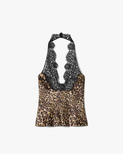 Nili Lotan Teo Lace Halterneck Silk Top