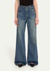 Nili Lotan Terrell Frayed High-rise Straight-leg Jeans In Blue