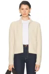 Nili Lotan Wool Ribbed Zip Cardigan In Neutral