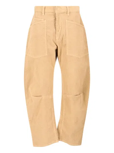 NILI LOTAN TEXTURED CORDUROY WIDE-LEG TROUSERS WITH CURVED SILHOUETTE