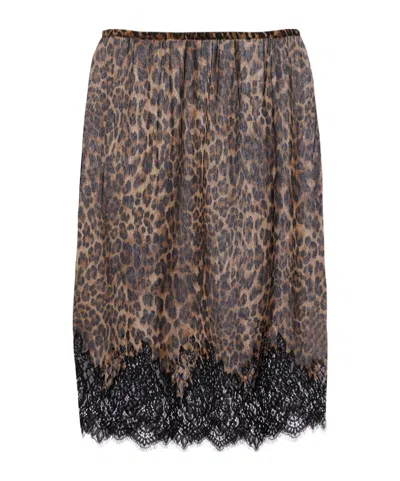 Nili Lotan Thea Animal-print Silk Midi Skirt In Brown