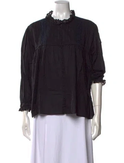 Pre-owned Nili Lotan Three-quarter Sleeve Blouse In Black