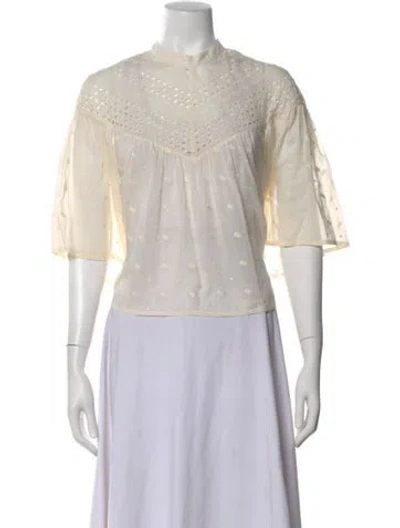 Pre-owned Nili Lotan Three-quarter Sleeve Blouse In Neutral