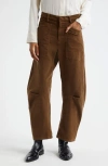 Nili Lotan Shon Mid-rise Stretch-cotton Barrel-leg Pants In Wood
