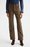 Nili Lotan Shon Mid-rise Stretch-cotton Barrel-leg Pants In Wood