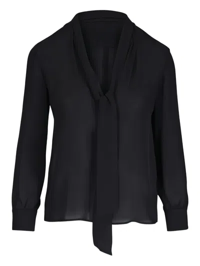 Nili Lotan Tie-neck Long-sleeve Blouse In Black
