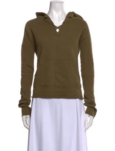 Pre-owned Nili Lotan Tie Neck Long Sleeve Hoodie In Green