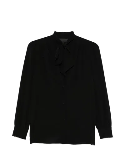 Nili Lotan Tie-neck Shirt In Black