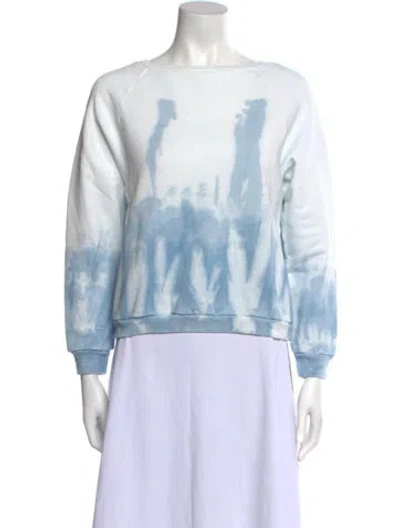 Pre-owned Nili Lotan Tie-dye Print Bateau Neckline Sweatshirt W/ Tags In Blue