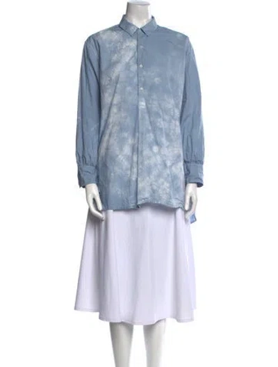 Pre-owned Nili Lotan Tie-dye Print Mock Neck Tunic In Blue