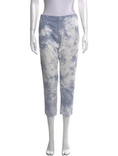 Pre-owned Nili Lotan Tie-dye Print Straight Leg Pants In Blue