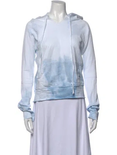 Pre-owned Nili Lotan Tie-dye Print V-neck Hoodie In Blue