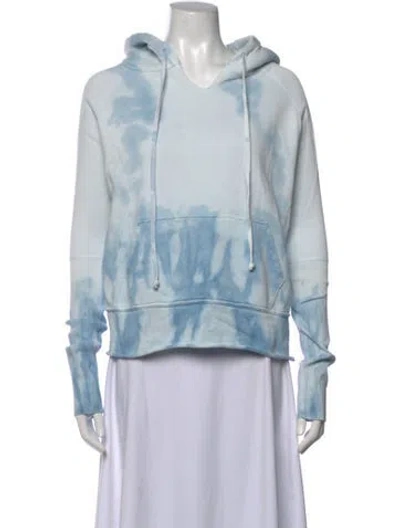 Pre-owned Nili Lotan Tie-dye Print V-neck Hoodie In Blue