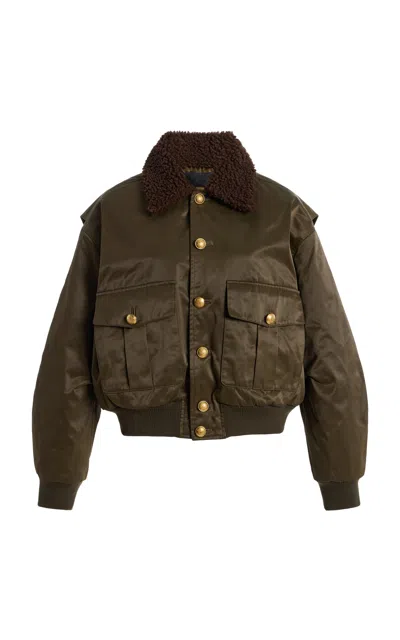 Nili Lotan Tigre Shell Bomber Jacket In Green