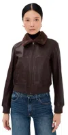 Nili Lotan Shearling-trimmed Leather Jacket In Brown