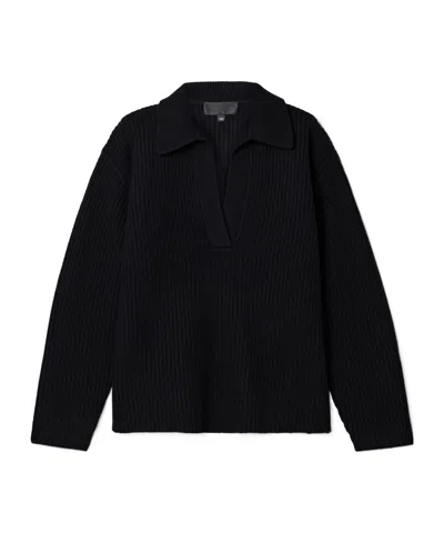 Nili Lotan Tova Ribbed Long-sleeved Sweater In Black