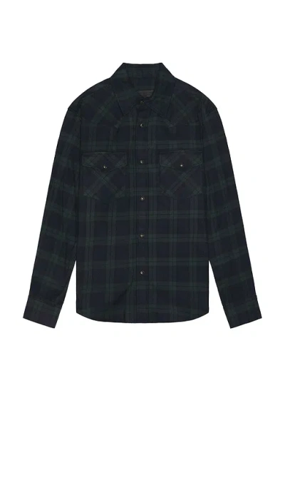 Nili Lotan Travis Button Up In Green & Midnight Plaid