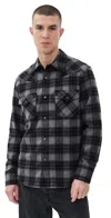 Nili Lotan Travis Button Up Graphite Plaid In Black