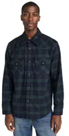 Nili Lotan Travis Button Up In Green/midnight Plaid