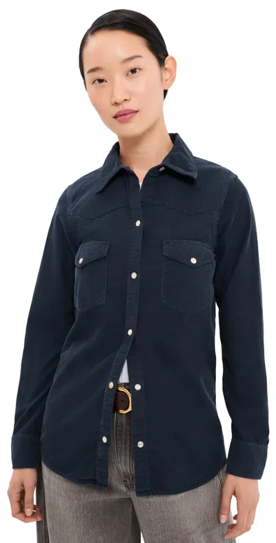Nili Lotan Travis Corduroy Shirt Dusk Navy In Blue