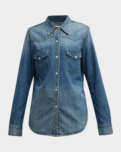 Nili Lotan Travis Denim Western Shirt In Blue