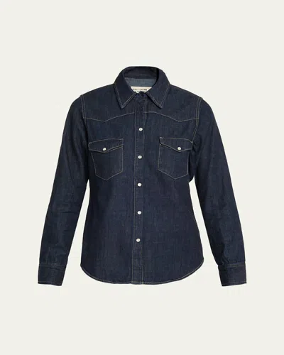 Nili Lotan Travis Denim Western Shirt In Blue