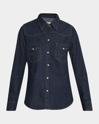 Nili Lotan Travis Denim Western Shirt In Blue
