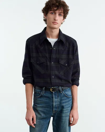 Nili Lotan Travis Shirt In Green/midnight Plaid