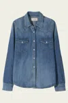 Nili Lotan Travis Shirt In Classic Wash In Blue