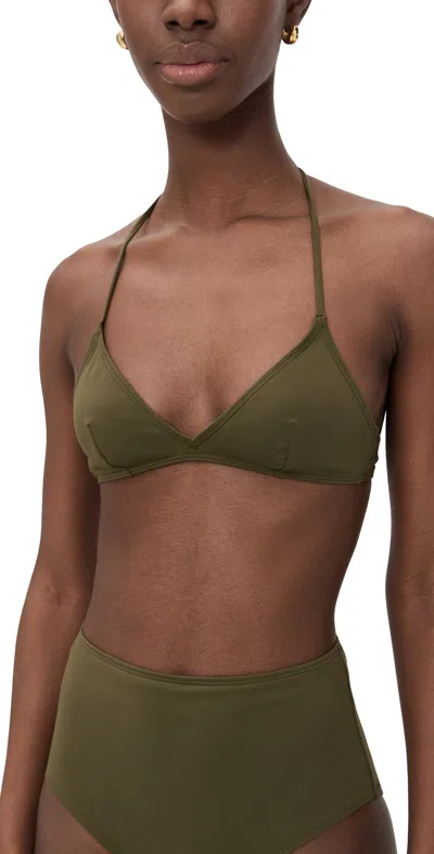 Nili Lotan Triangle Bikini Top Olive Green