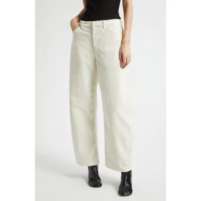 Nili Lotan Tribeca Barrel Leg Corduroy Pants In White