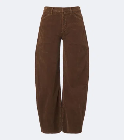 Nili Lotan Tribeca Corduroy Barrel-leg Pants In Brown