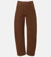 Nili Lotan Tribeca Cotton-blend Corduroy Barrel-leg Pants In Brown