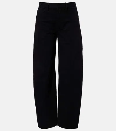 Nili Lotan Tribeca Cotton Twill Barrel-leg Pants In Black