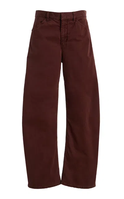 Nili Lotan Tribeca Cotton-blend Wide-leg Pants In Brown