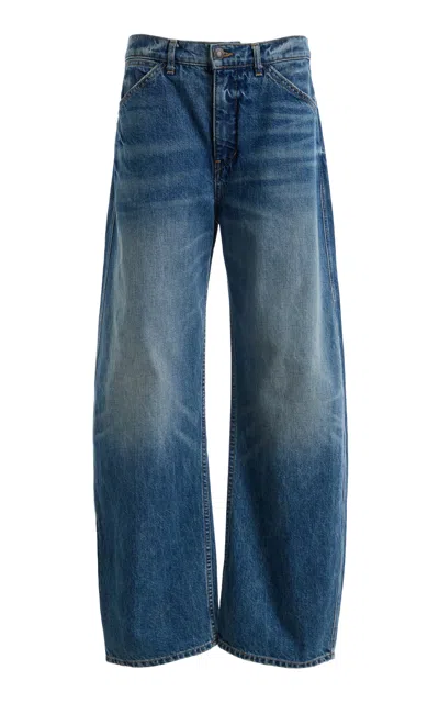 Nili Lotan Tribeca Stretch Mid-rise Barrel-leg Jeans In Blue