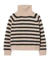 Nili Lotan Raelynn Stripe Turtleneck Cashmere Sweater In Brown