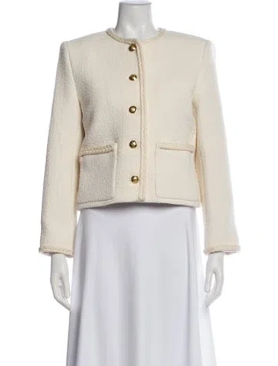 Pre-owned Nili Lotan Tweed Pattern Evening Jacket In White