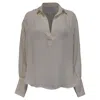 Nili Lotan Unbuttoned Long Sleeve Blouse In Ivory Silk In White