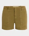 Nili Lotan Utility Cotton Gabardine Shorts In Military Green