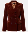 Nili Lotan Veda Double-breasted Velvet Blazer In Brown