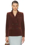 Nili Lotan Veda Double-breasted Cotton-blend Velvet Blazer In Brown