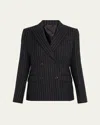 Nili Lotan Veda Pinstripe Double-breasted Wool Jacket In Nightfall Pinstripes
