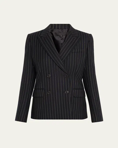 Nili Lotan Veda Pinstripe Double-breasted Wool Jacket In Nightfall Pinstripes