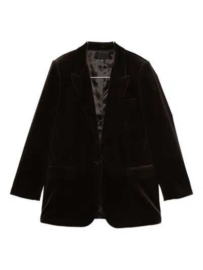 Nili Lotan Velvet Single-breasted Blazer In Brown