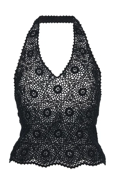 Nili Lotan Ventura Crocheted Cotton Top In Black