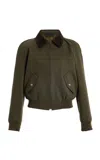 Nili Lotan Victor Cotton Bomber Jacket In Green